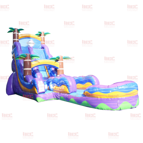 22 Foot Tropical Hurricane Single Lane Inflated Pool Marble Orange