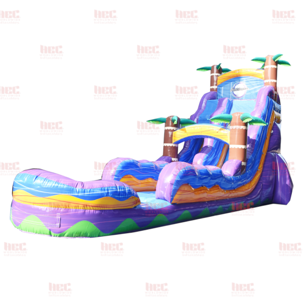 22 Foot Tropical Hurricane Single Lane Inflated Pool Marble Orange