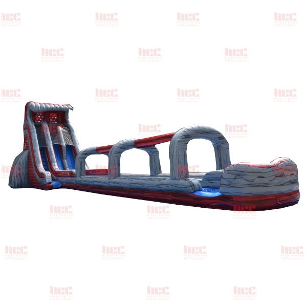 22 Foot Lava Slide Double Lane Inflated Pool with Slip and Slide