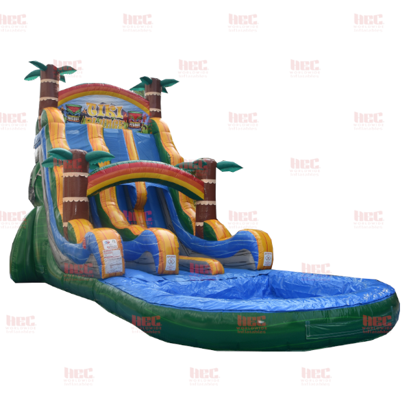 Piscina profunda de dos carriles Tiki Plunge® de 22 pies con base de mármol verde 