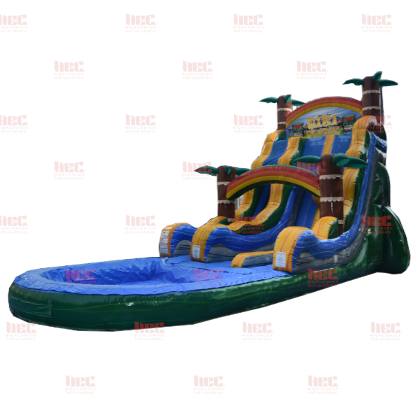 Piscina profunda de dos carriles Tiki Plunge® de 22 pies con base de mármol verde 