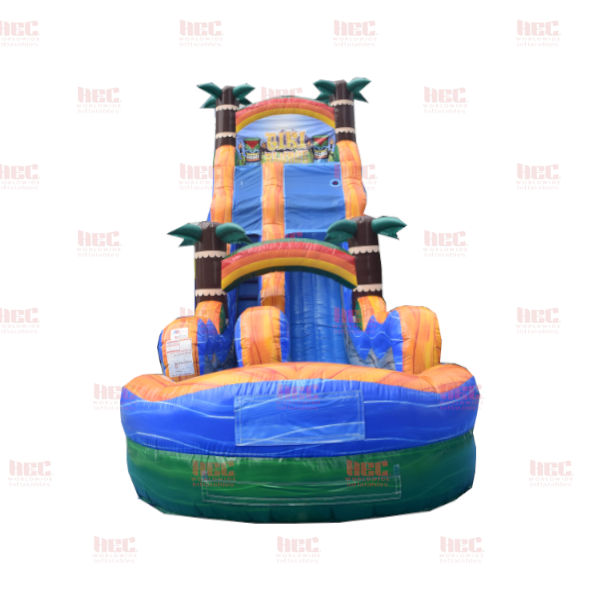 22 Foot Tiki Plunge® Single Lane Inflated Pool Marble Green Base