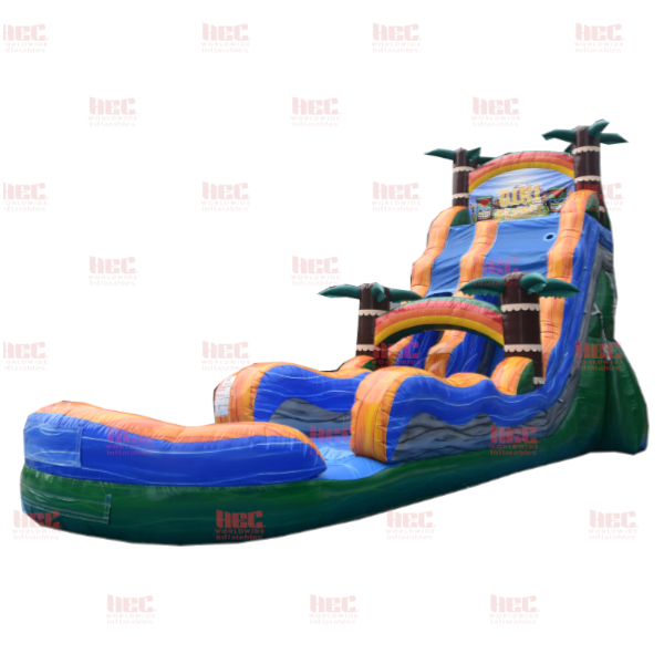 22 Foot Tiki Plunge® Single Lane Inflated Pool Marble Green Base