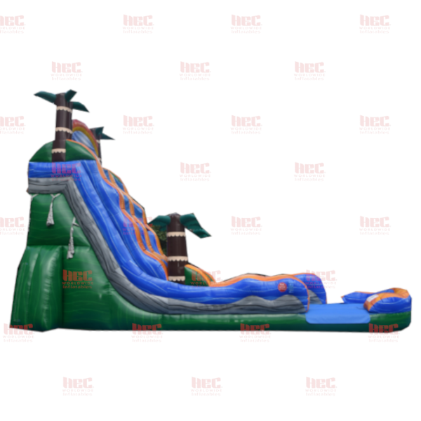 22 Foot Tiki Plunge® Single Lane Inflated Pool Marble Green Base