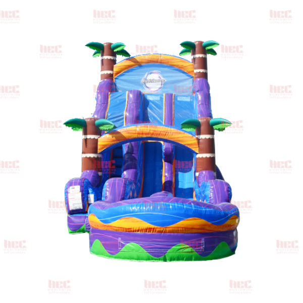 Piscina inflable de 22 pies con dos carriles Tropical Hurricane® color naranja mármol 