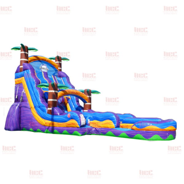 Piscina inflable de 22 pies con dos carriles Tropical Hurricane® color naranja mármol 