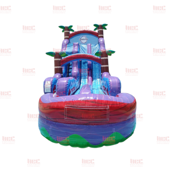 22 Foot Tropical Hurricane® Double Lane Inflated Pool Marble Red