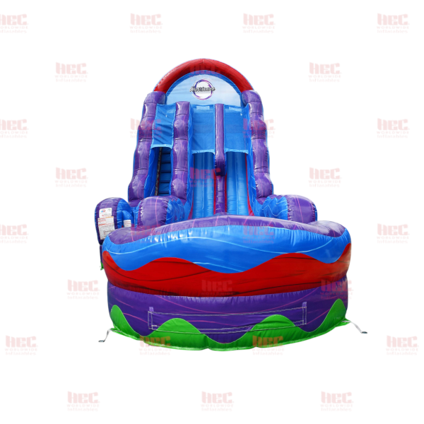 22 Foot Tropical Apex Hurricane® Double Lane Inflated Pool Marble Red