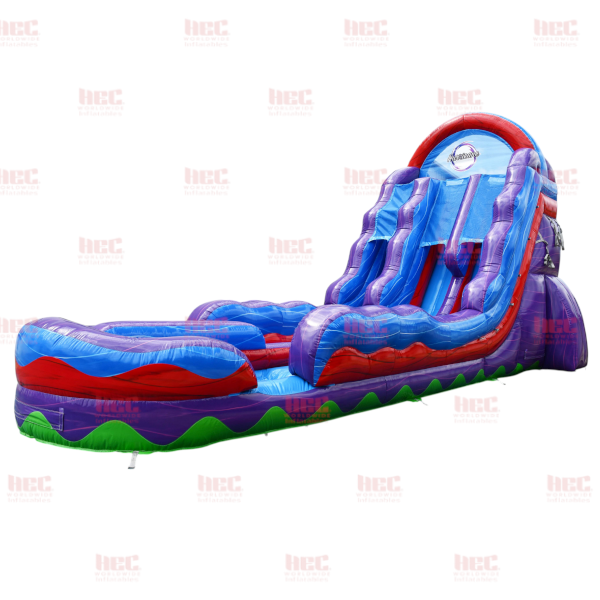 22 Foot Tropical Apex Hurricane® Double Lane Inflated Pool Marble Red