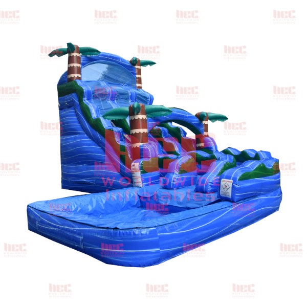 22 Foot Blue Hurricane Double Lane Deep Pool J-Series Curved Slide
