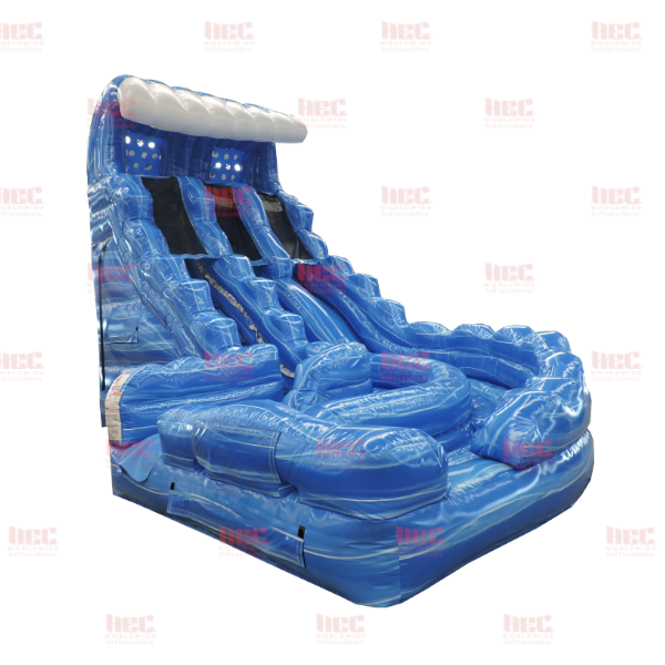 Piscina inflable de dos carriles con diseño de huracán azul de 22 pies y serie Wave J 