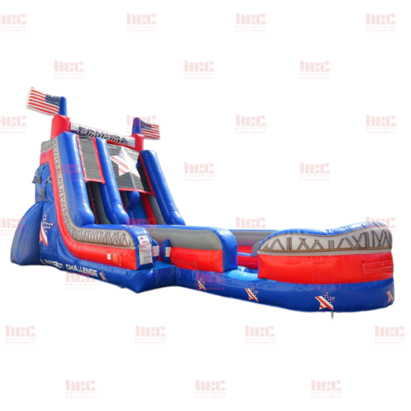 22 Foot Patriot Challenge Slide Double Lane Inflated Pool