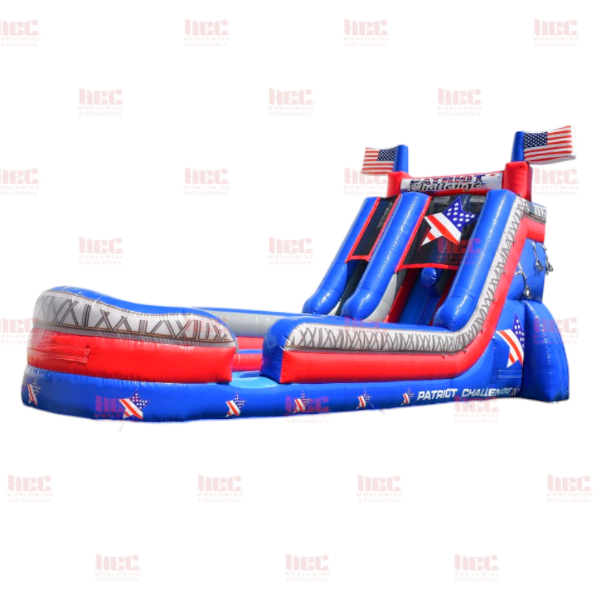 22 Foot Patriot Challenge Slide Double Lane Inflated Pool