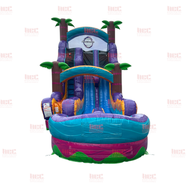 Piscina inflable de 22 pies con dos carriles Tropical Hurricane® color naranja mármol 