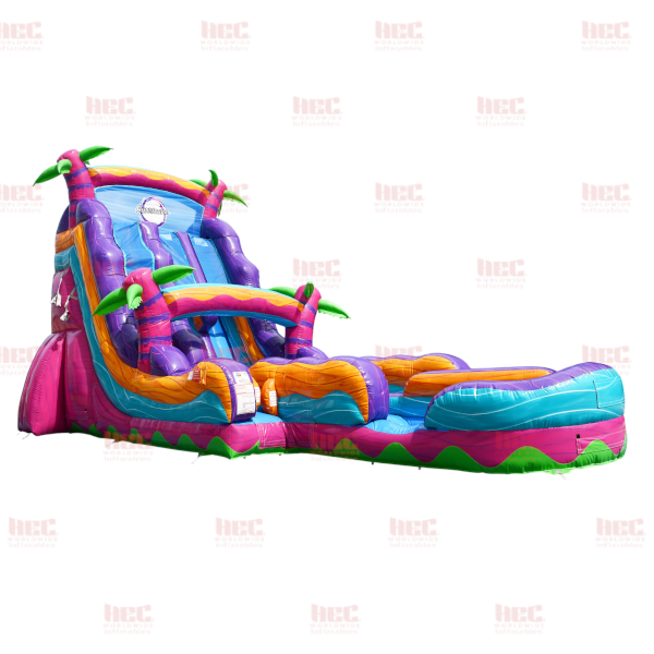 Piscina inflable de 22 pies con dos carriles Tropical Hurricane® color naranja mármol 