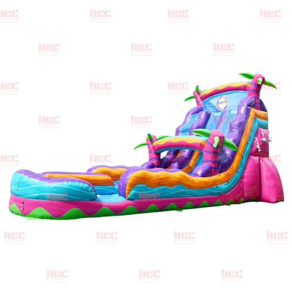 Piscina inflable de 22 pies con dos carriles Tropical Hurricane® color naranja mármol 