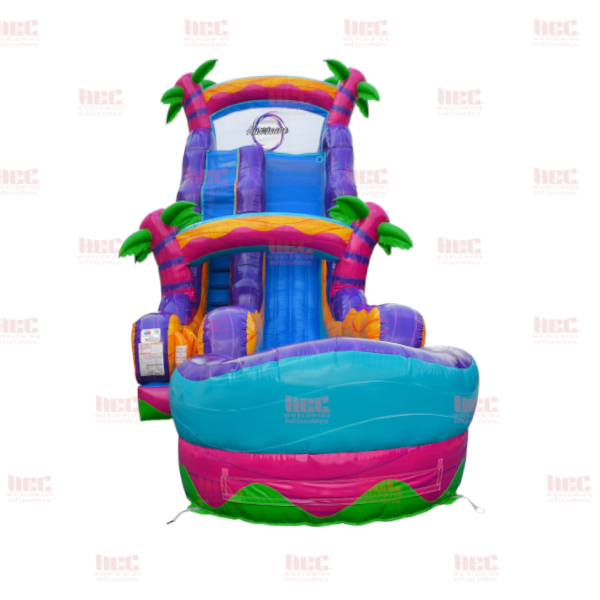 22 Foot Tropical Hurricane Single Lane Inflated Pool Marble Pink