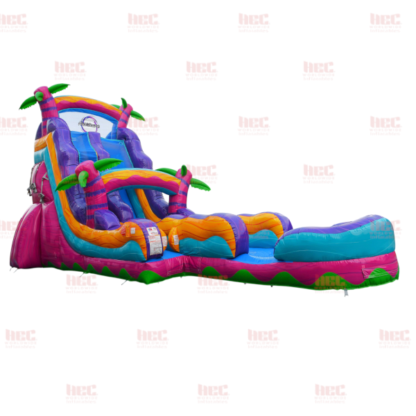 22 Foot Tropical Hurricane Single Lane Inflated Pool Marble Pink