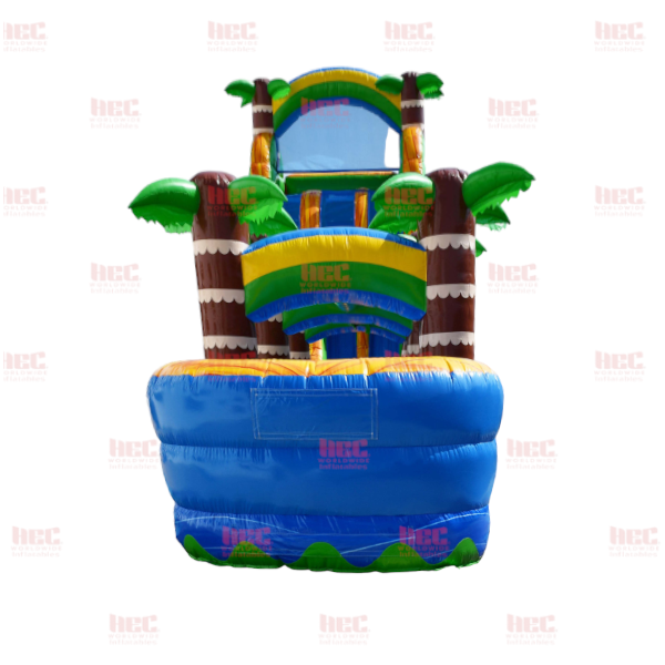Piscina inflable de dos carriles con tobogán tropical de 24 pies con tobogán y resbaladilla 