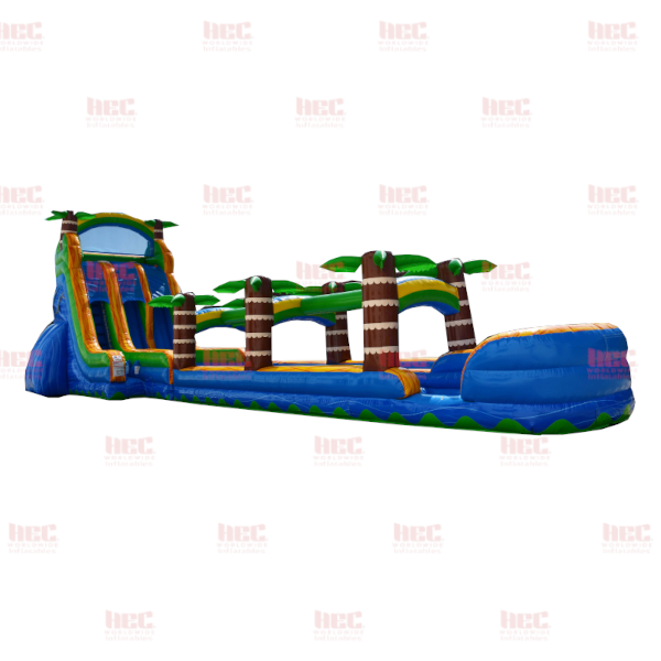 22 Foot Tropical Slide Double Lane Inflated Pool With Slip and Slide