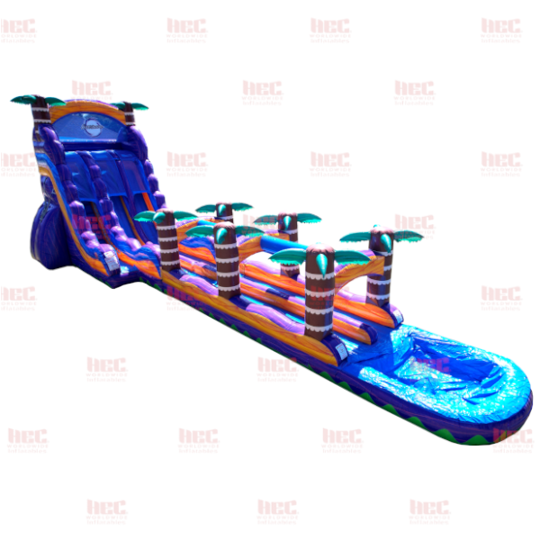 24 Foot Tropical Hurricane® Double Lane Deep Pool with Slip and Slide Marble Orange