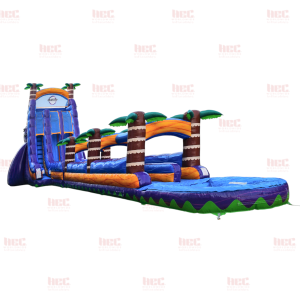 27 Foot Tropical Hurricane® Double Lane Deep Pool with Slip and Slide Marble Orange