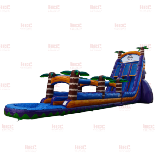 27 Foot Tropical Hurricane Double Lane Deep Pool Marble Orange with Slip and Slide