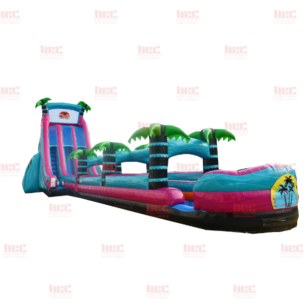 27 Foot Beach Vibe Non Themed Double Lane Inflated Pool with Slip and Slide