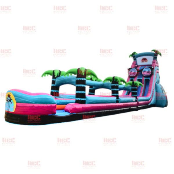 27 Foot Beach Vibe Double Lane Inflated Pool with Slip and Slide