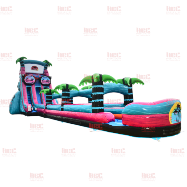 27 Foot Beach Vibe Double Lane Inflated Pool with Slip and Slide