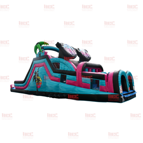 45 Foot Beach Vibe Obstacle Course Inflated Pool Elevated Floor Wet and Dry