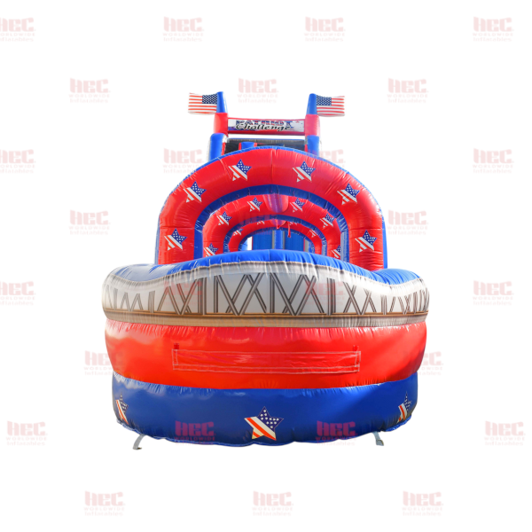 27 Foot Patriot® Challenge Double Lane Inflated Pool with Slip and Slide