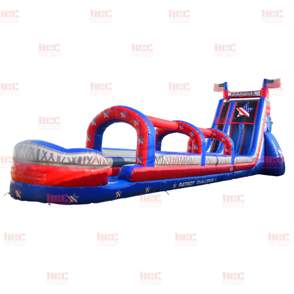 27 Foot Patriot® Challenge Double Lane Inflated Pool with Slip and Slide