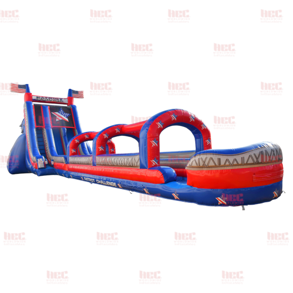 27 Foot Patriot® Challenge Double Lane Inflated Pool with Slip and Slide