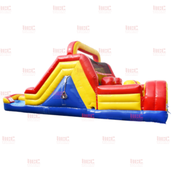 Piscina inflable con pista de obstáculos de 30 pies, húmeda y seca 