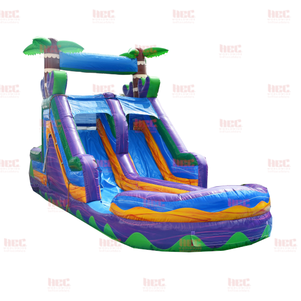 Piscina inflable con pista de obstáculos de 30 pies, húmeda y seca 