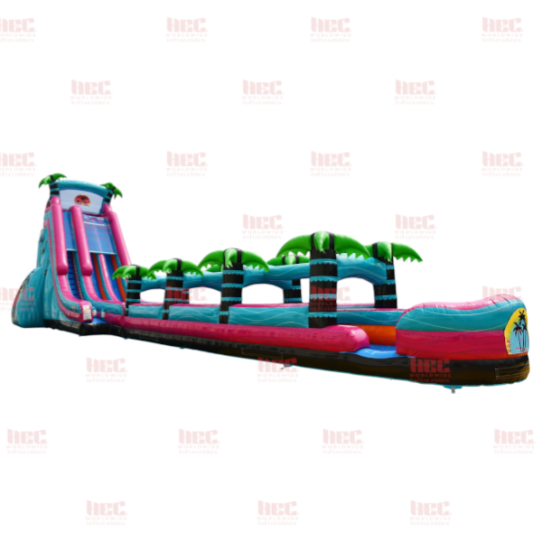 32 Foot Beach Vibe Double Lane Inflated Pool with Slip and Slide