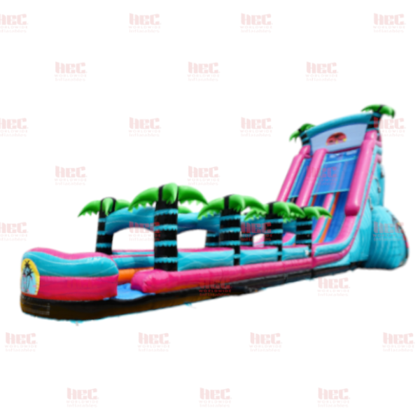 32 Foot Beach Vibe Double Lane Inflated Pool with Slip and Slide