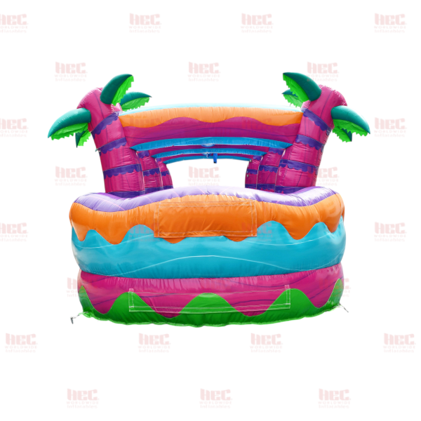 35 Foot Tropical Hurricane Double Lane Slip and Slide Inflated Pool Marble Pink