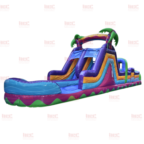 40 Foot Tropical Obstacle Course Wet / Dry Marble Pink