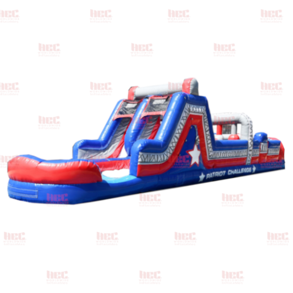 45 Foot Obstacle Course Wet and Dry Inflated Pool Patriot Challenge™