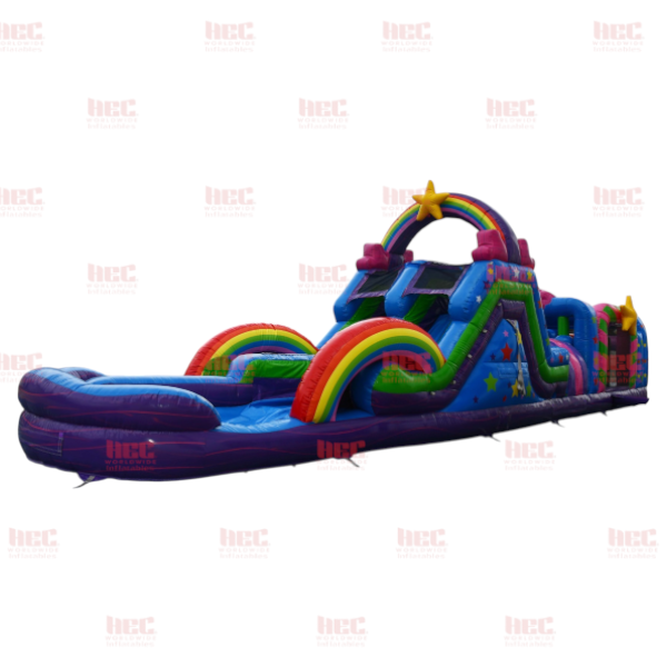 Piscina inflable con pista de obstáculos para jugadores de 45 pies, piso elevado, húmeda y seca 