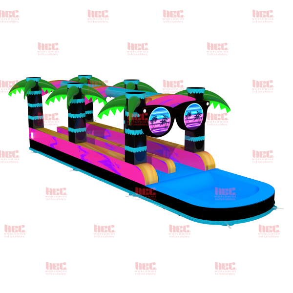 35 Foot Beach Vibe Double Lane Slip and Slide Deep Pool