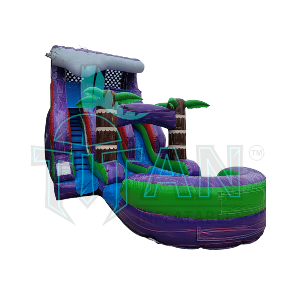 16 Foot Purple Plummet Double Lane Slide Inflated Pool