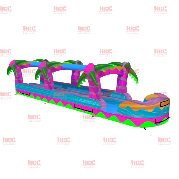35 Foot Tropical Hurricane Double Lane Slip and Slide Inflated Pool Marble Pink