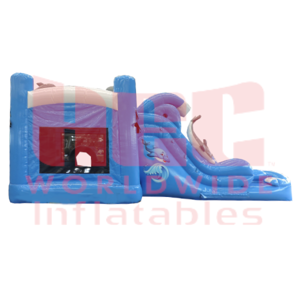 Piscina inflable de doble carril Dolphin Blue Combo Blue, húmeda y seca 