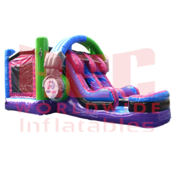 Piscina inflable de dos carriles Gamer Combo, húmeda y seca 