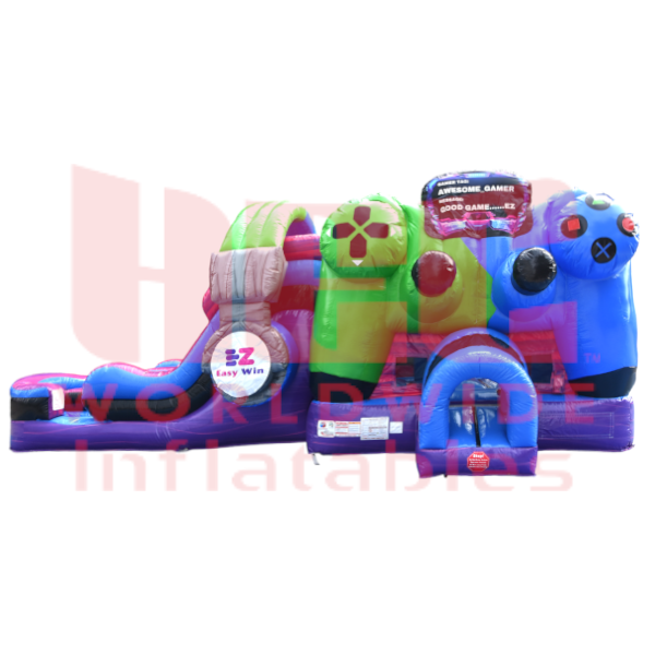 Piscina inflable de dos carriles Gamer Combo, húmeda y seca 