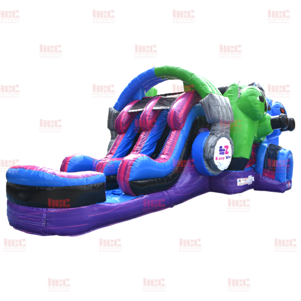 Piscina inflable de dos carriles Gamer Combo, húmeda y seca 