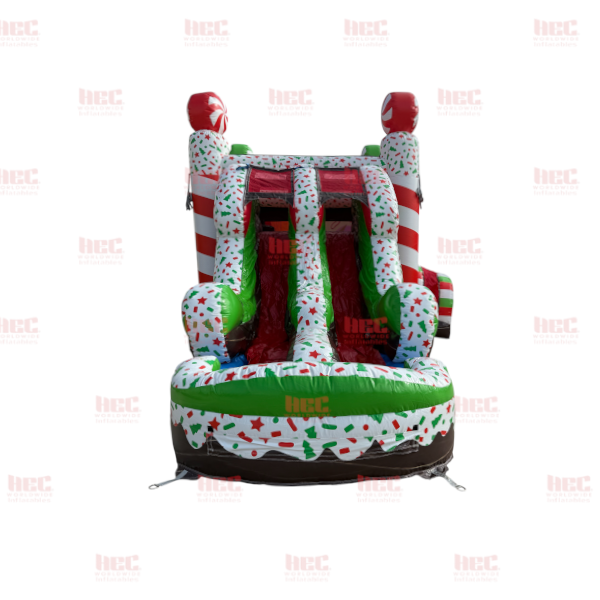 Gingerbread Combo Double Lane Inflated Pool Wet/Dry